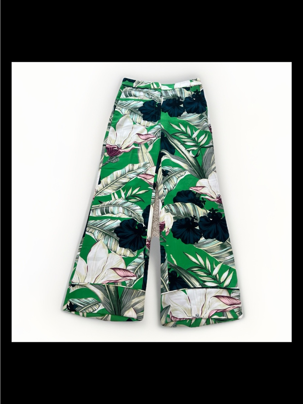 Ann Taylor Pants Green Floral Print Wide Leg Tropical Lightweight Sz 6 P112